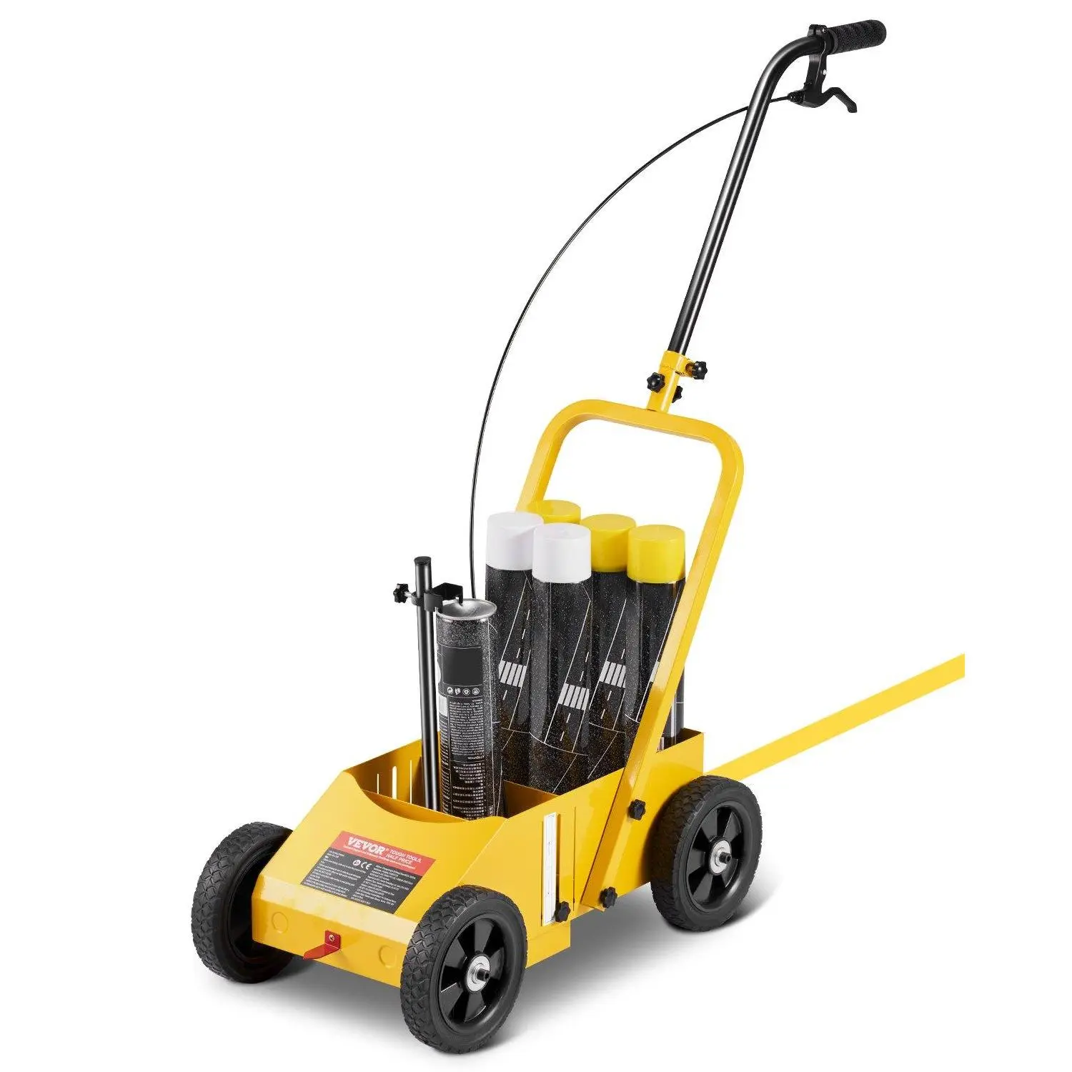 VEVOR Striping Line Marking Machine 24 x 13 x 35.4 in 4-Wheel Striping Machine Yellow