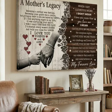 Vintage Decor Canvas Poster Print - Waterproof, Minimalist Hanging Art, Heartwarming Quotes Mom Birthday Gifts Home Decor (Multiple Styles)