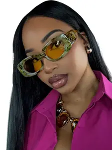 Oversized Square Sunglasses Women Men Classics thick frame Yellow Trendy Square Sunglasses Fashion Outdoor Travel glasses  Fashion Travel Driving Eyewear Female