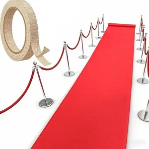 "Elegant Event Carpet Runner for Weddings 2.6 x 30 Feet Non-Slip Red Floor Covering with Adhesive Tape, Durable 55gsm Thickness Party Decoration for Christmas Thanksgiving Indoor Outdoor Celebrations"