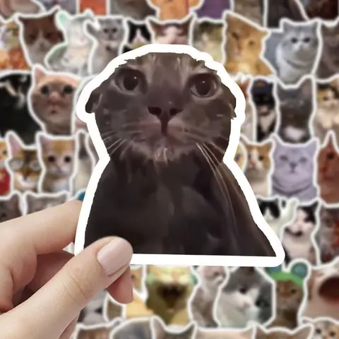 [Cat Sticker Pack] 100pcs Cute and Funny Cat Sticker Pack - Decorative Stickers, Adhesive Stickers, Decal Sticker, Cute Animal Stickers, Trendy Instagram-Style Memes for Laptops, Suitcases, Computers, Chairs, Walls, Cabinets