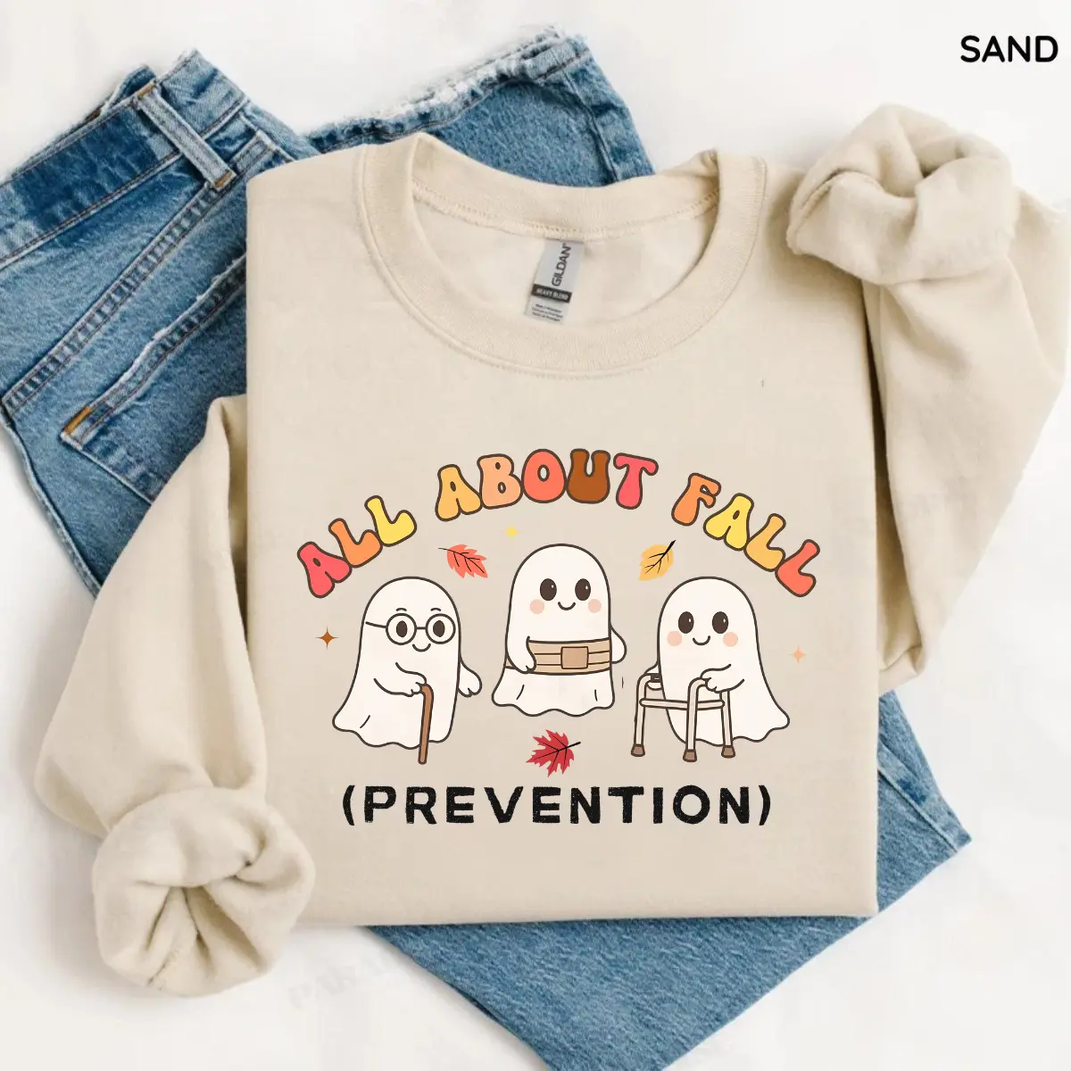 All About Fall Prevention Ghost Sweatshirt, Funny Occupational Therapy Halloween Crewneck, Spooky Medical Gift