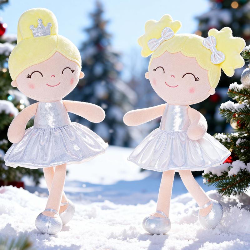 2PCS Gloveleya Christmas Plush Doll 12 Inch Girl Toys Soft Collectible Dolls with Removable Dress Holiday Gift Combination Set for Kids and Girls