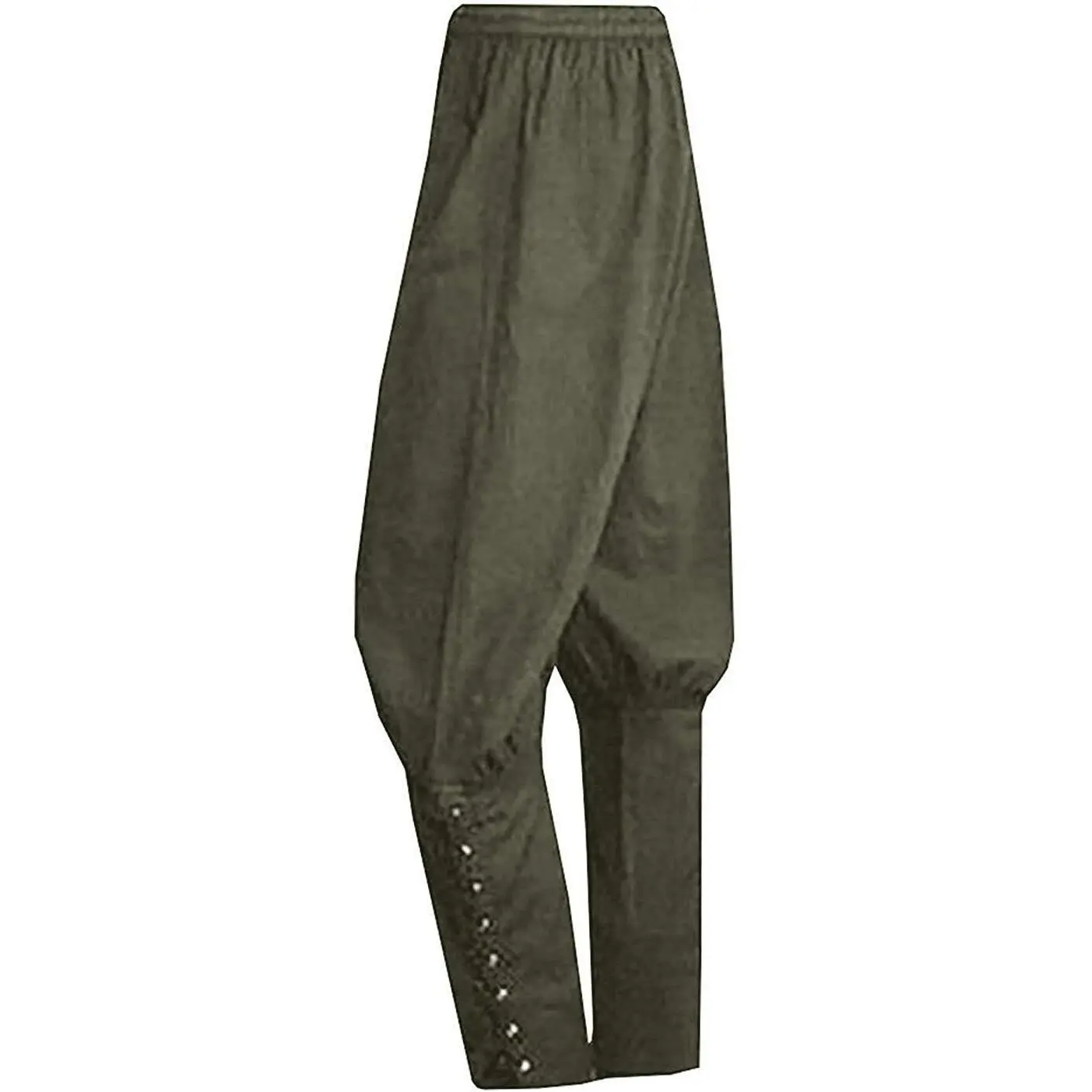 PASLTER Men's Medieval Lace-Up Ankle Pants - Viking Renaissance Costume Trousers, Tapered Banded Navigator Bottoms, Beige Casual Mens Clothing