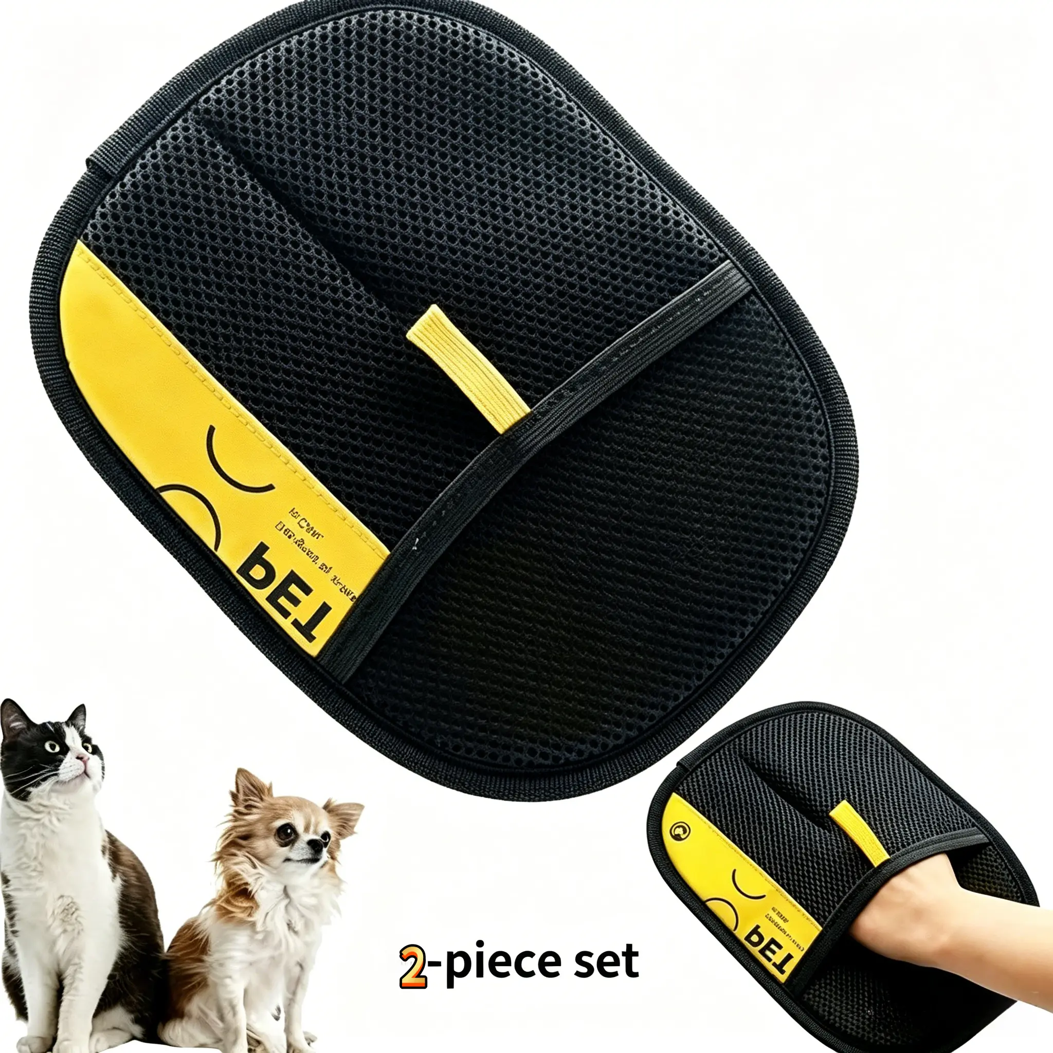 Upgraded Pet Hair Removal Anti-Static Gloves - 2 pieces, reusable pet hair removal gloves, suitable for cats and dogs, premium cat and dog hair removal gloves, for sofas, furniture, carpets, and car seats removing remover