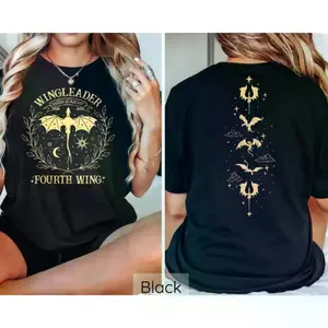 Wingleader Fourth Wing T-Shirt | Basgiath War College Tee | Night Court Sarah J. Maas Crewneck | Dragon Rider Tee | Riders Quadrant Shirt | Black Hoodie & Sweatshirt