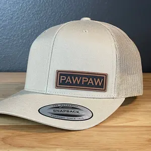PAWPAW SnapBack Side Leather Patch Hat for Men