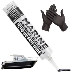 Marine Adhesive Sealant 5200  Cure, 10 oz Black -- Permanent Watertight Bond Above & Below Waterline,  Marine Caulk for , Hulls, Decks & Dark Trim by ,  Owned