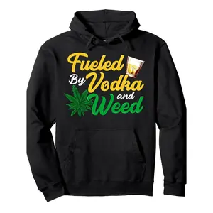 Men's funny and rebellious lifestyle centered around vodka and marijuana Graphic Hoodie - Long Sleeve Pullover Regular Fit | Soft & Breathable Fabric, Durable Print, Everyday Comfort, Machine Washable, casual and humorous with bold typography and graphic