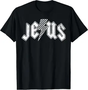 Retro Jesus Lightning Bolt Christian Design T-Shirt
