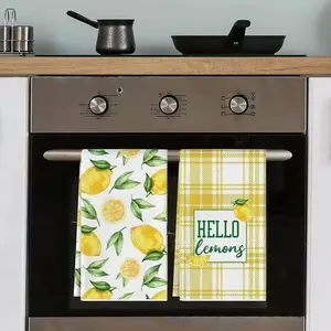 2pcs Kitchen Towels with Watercolor Pattern, Multi-Functional Table Cloths, Dishwashing Cloths, Hand Dryer Cloths, Home & Restaurant Use