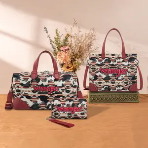Wrangler Western Bundle  3PCS Set Aztec Pattern Duffel&Tote&Wallet for Women