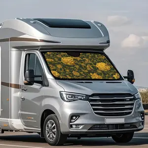 1pc, Golden Floral Elegance Pattern Car Windshield Sunshade, Compact Folding Sun Visor for Front Windshield, Ensures Comfort During Long Drives and Weekend Parking