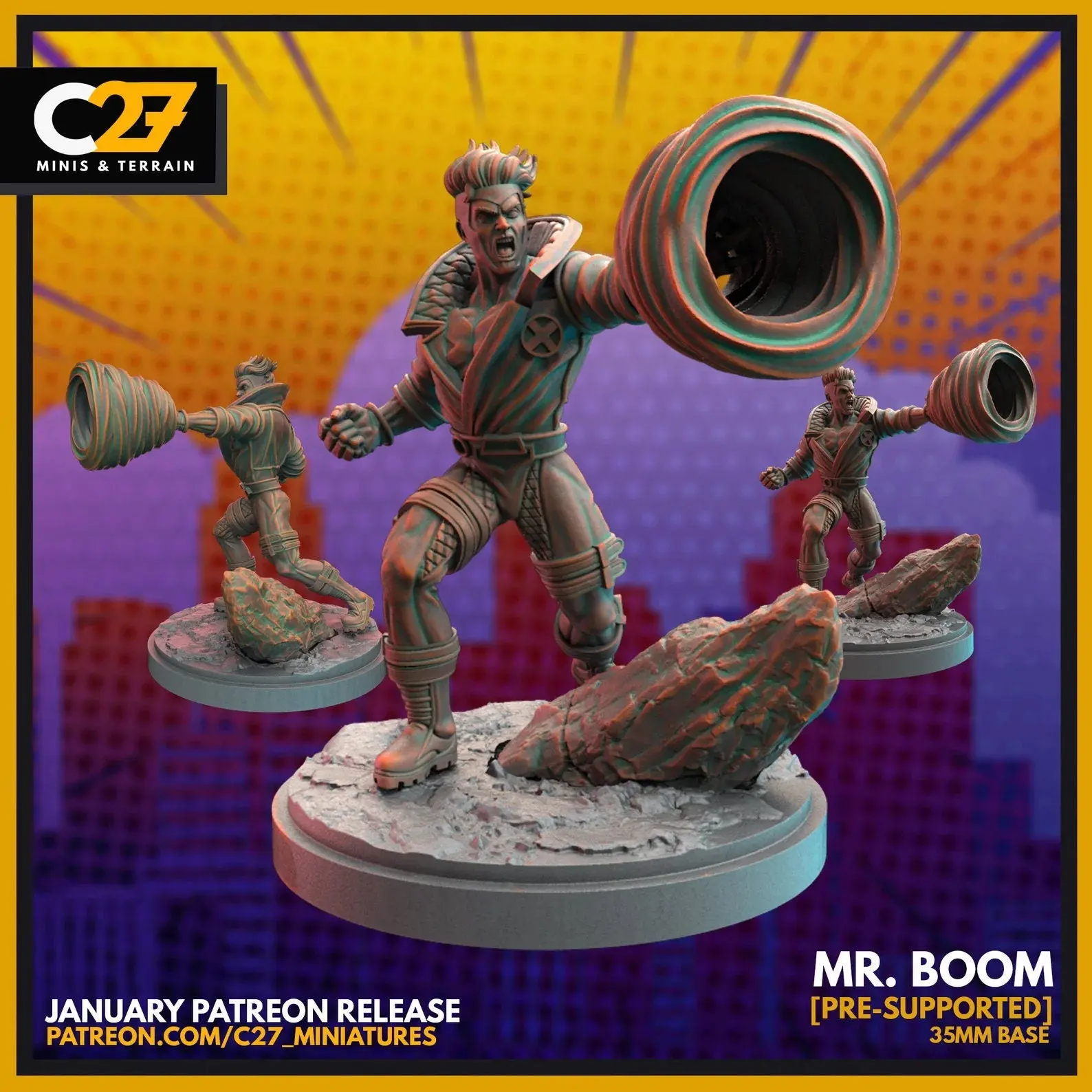 Havok 40mm Scale Character Minifigure Miniature - 3D-Printed Resin, Collectible Edition, Crisis Protocol Proxy, Home Decor Figurine | C27, 3D-Printed Resin Miniatures, Collectible Edition Miniatures