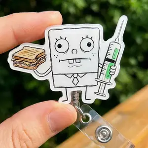 DoodleBob Badge Reel – Turkey Sandwich, Syringe Meme ID Clip RN Accessory