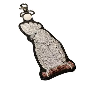 Cockatoo Embroidered Keychain | Umbrella Cockatoo keychain | Parrot Keychain | Parrot | Keychain | Keyfob