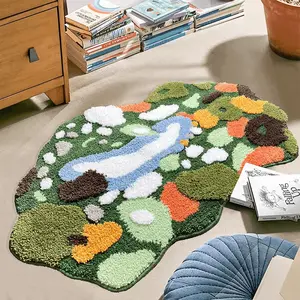 3D Moss Design Bath Mat, 1 Count Non-slip Soft Bathroom Rug, Washable Plush Floor Mat, Decorative Carpet, Soft Area Rug for Home Living Room Bedroom Bathroom