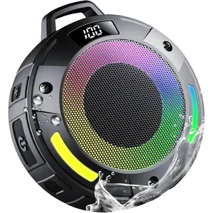 Speaker, 2026 Portable  Shower Speaker, Digital Display Portable Speaker with Detachable hook ,IPX7  with LED Light,  Sound & Bass for Bathroom, Pool, Beach & Outdoor