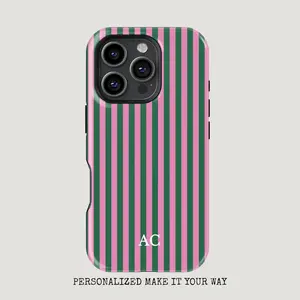Custom Initial Striped Phone Case: Protective case, fun design, compatible with iPhone 17 Pro Max, 17Air, 16 Pro, 15 Plus, 14, 13, 12 and 11, TPU full screen, shockproof, stylish, scratch-resistant, soft silicone material, drop-proof