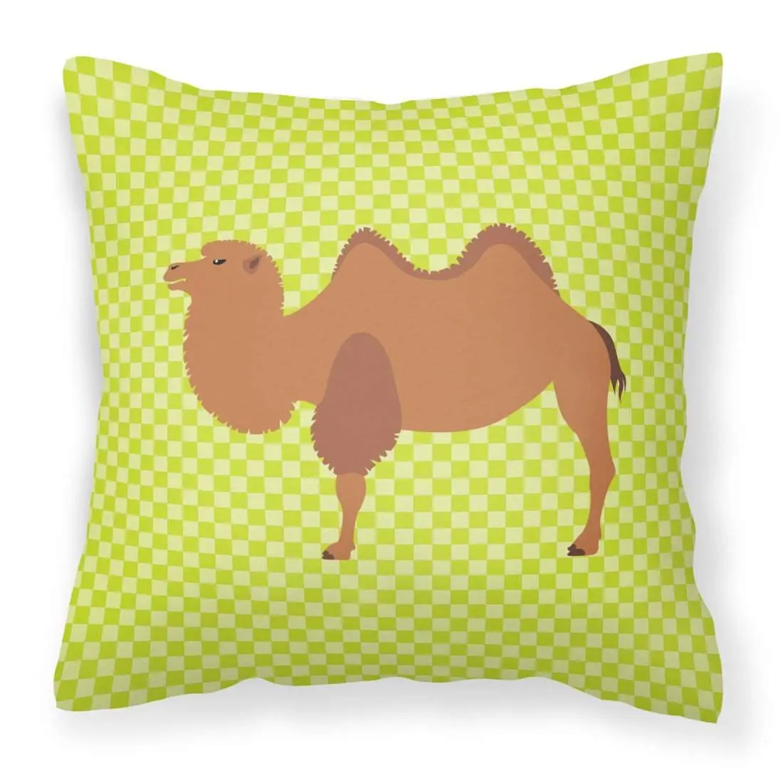 Bactrian Camel Decorative Pillow, Animals-Themed, Durable Polyester Fabric, Water Resistant, 18x18 in, Handmade Look, Vibrant Artwork, Green BB7644PW1818, Patio-Porch Cushion