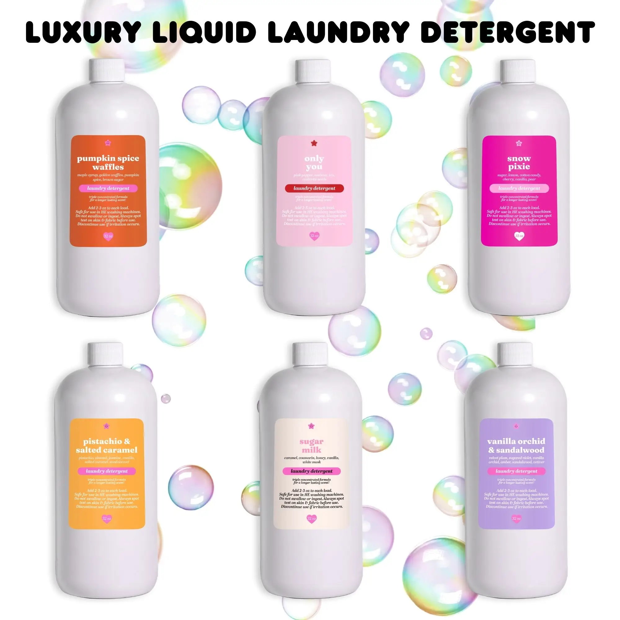 Luxury Liquid Detergents - 32oz Household Scented Laundry Detergent - Long-lasting Scent