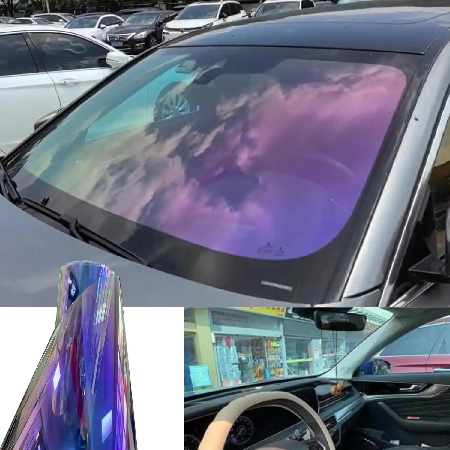 70% Purple Car Window Tint Vinyl Film - 40inX5ft Color-Changing Auto Stickers, Heat Blocker with Heat Dissipation, Glare Protection, Privacy Enhancement, Anti-Sputter Car Exterior Sunshade Accessory