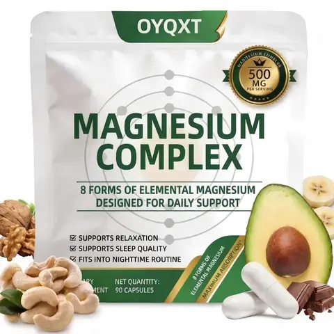 8 in 1 Magnesium Complex | 500mg for Better Sleep & Relaxation500mg Magnesium Complex Supplement - 90 CaTired of Waking Up Tired? Try This 8-Form Magnesium Tonightpsules