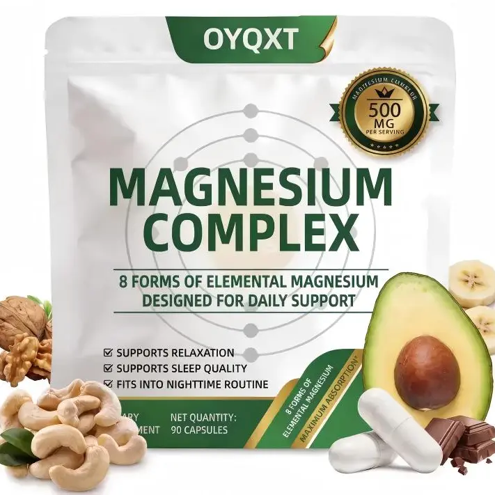 8 in 1 Magnesium Complex | 500mg for Better Sleep & Relaxation500mg Magnesium Complex Supplement - 90 CaTired of Waking Up Tired? Try This 8-Form Magnesium Tonightpsules