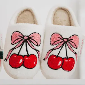 Cherry Fuzzy Slippers For Women
