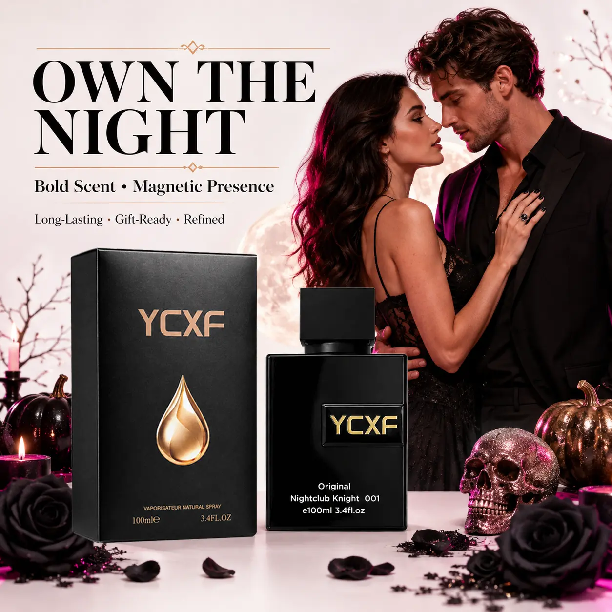 Nightclub Knight Pheromone Cologne for Men Eau de Parfum 100ml Long Lasting 24H Bold Spicy Woody Aromatic Scent with Bergamot Black Pepper Lavender Cedarwood Amber Musk for Date Night Office Party Halloween Christmas Valentine Gift for Him