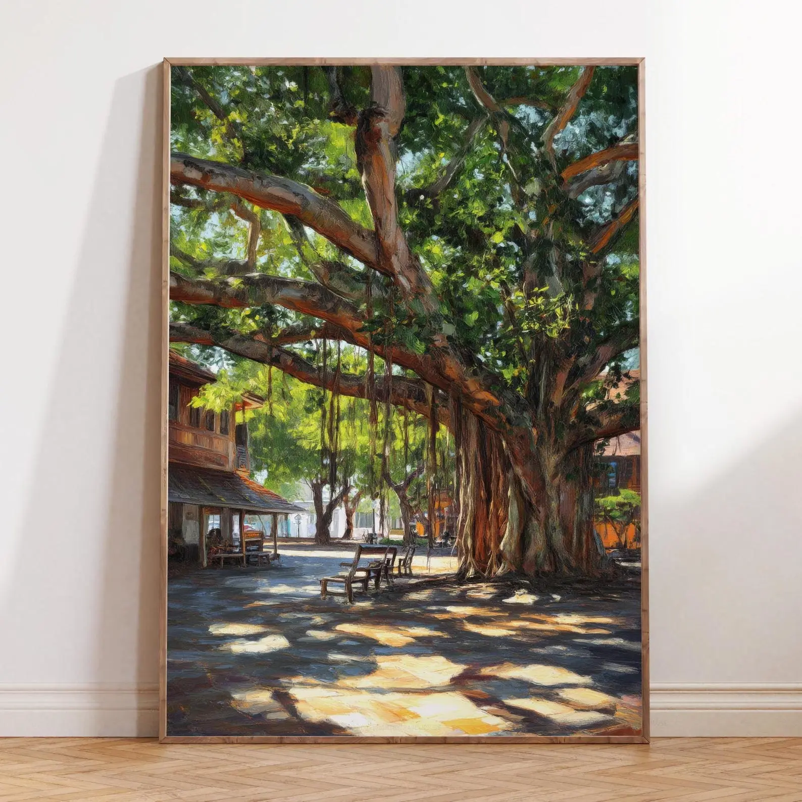 Lahaina Hawaii Oil Painting Print ,Tropical Scene, Lahaina Travel Wall Art