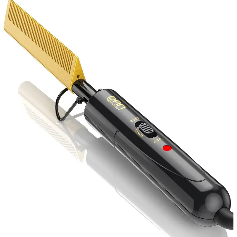 Technology hot Comb Electric for Wigs,450 ℉     Small hot Comb for Edges,Low and high Temperatures, Hair straightening Comb for Black Hair,Portable & Dual Voltage for Travel & Home-