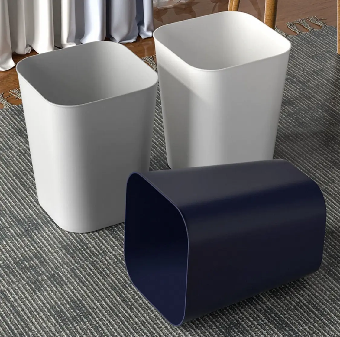 Brand New Sealed Unisex Minimalist Waste Bin with Original Packing Box | Sturdy PP Plastic Multi-Color Options | Smooth Surface Square Trash Can Ideal for Kitchen Countertop Decor, Dorm Room & Indoor Garbage Container