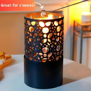 Hollow Out Design Tabletop Fire Pit, Portable Outdoor Heating Atmosphere Fire Pit, Decorative Fireplace for Home Living Room & Garden & Patio