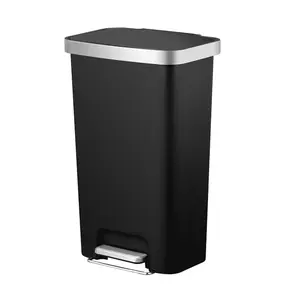 11.9-Gallon Plastic Garbage Can, Black