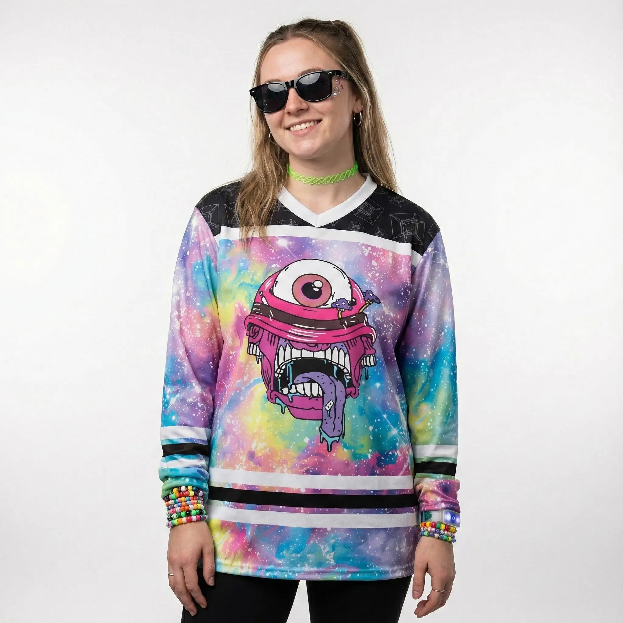 Subtronic Rave Hockey Jersey, Festival Outfit Subtronic Rave Hockey Jersey, Festival Outfit