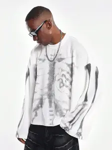 Men's Loose Waffle Print Long Sleeve T-Shirt, Soft Texture Oversized Street Style Streetwear, Y2K Cool Fashion for Casual Daily Wear