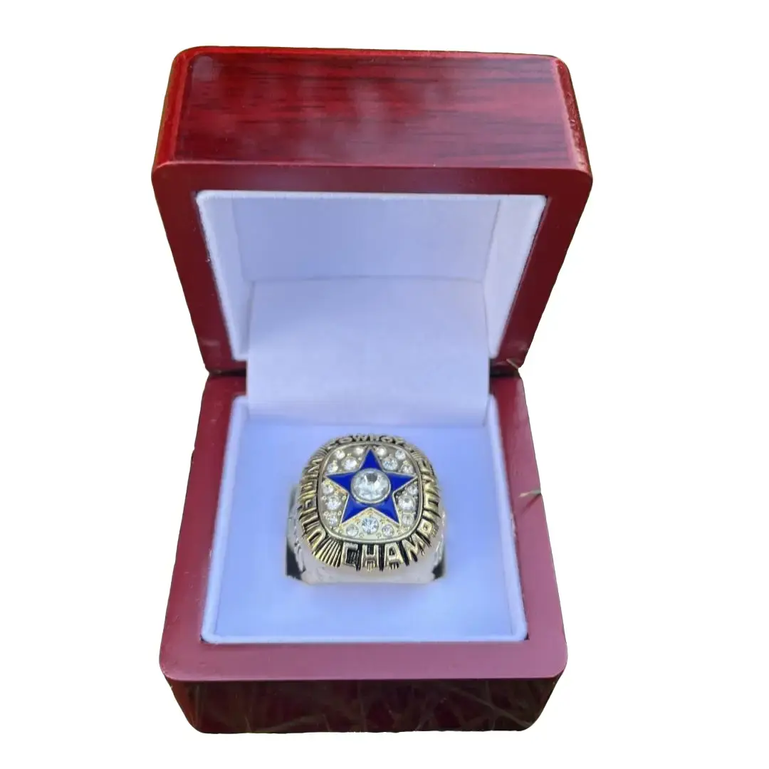 1971 football championship ring with brown wooden box for mens best christmas day gift jewelry