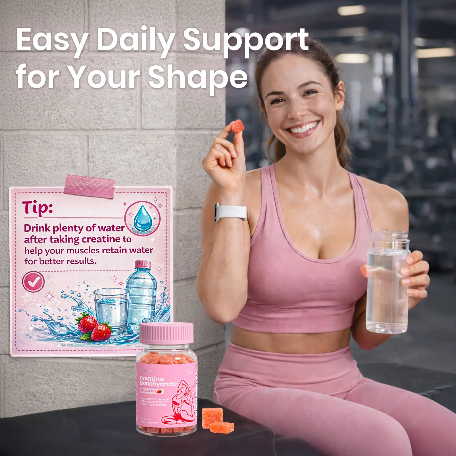 MONTUE Creatine Monohydrate Gummies, 3000mg per Serving with BCAA & L- Carnitine, Triple-Action Formula for Muscle Strength, Workout Recovery, Energy Boost & Weight Management, Strawberry Flavor,60 Gummies (20-Day Supply) For Women #tiktokshopmothersday - MONTUE Creatine Monohydrate Gummies, 3000mg per Serving with BCAA & L- Carnitine, Triple-Action Formula for Muscle Strength, Workout Recovery, Energy Boost & Weight Management, Strawberry Flavor,60 Gummies (20-Day Supply) For Women #tiktokshopmothersday -
