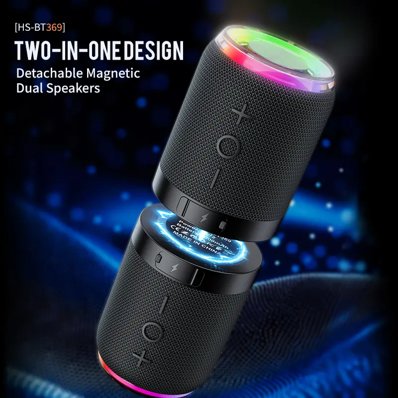 2 in 1 Splittable Bluetooth Speaker, Waterproof Split Portable Wireless Speaker with 20W Loud Stereo Sound ,Bluetooth V5.3, 24H Playtime, Multiple pairing for Home,Outdoor or Travel，home outdoor speaker with light loud sound split magnetic speaker double