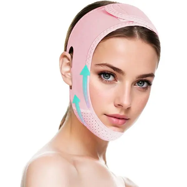 V-Line Face Lifting Strap - Beauty Equipment with Adhesive Grip, Reusable Adjustable Jawline Lift Tool for Skin Firming, Facial Contouring, Radiant Skin (Pink), Facial Care Tool, Hand Wash, Unscented, Promote Healthy-Looking Skin