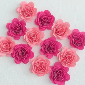 12pcs 3D 1.5inches Rolled Paper Roses for DIYs and Decorating - Pink Colors Perfect for Crafting and Home Decor