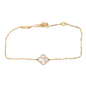 Pre-owned Van Cleef & Arpels Sweet Alhambra Bracelet 18K Yellow Gold and Mother of Pearl by Rebag