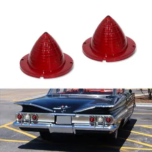 2PCS Rear Red Lens Tail lamps Light Lamps 1960 1961 Impala Bel Air Biscayne El Camino,Replace OEM 654394766430