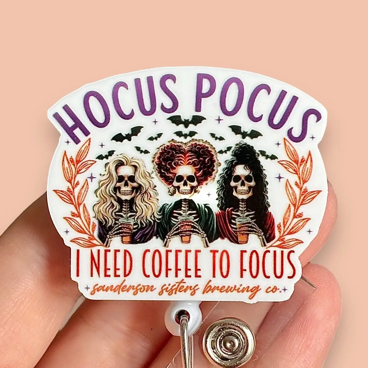 Glitter My Badge Halloween ghost nurse badge reel for nurse and hospital workers. Badge clip Badge pull - Retractable swivel clip with a 360 rotation. Great gift for coworker.