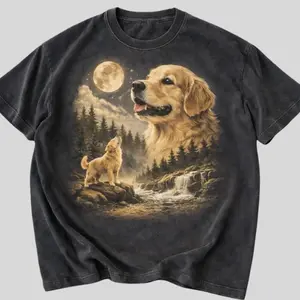 Golden retriever howling at the moon shirt, vintage dog mom tee, cute pet lover gift