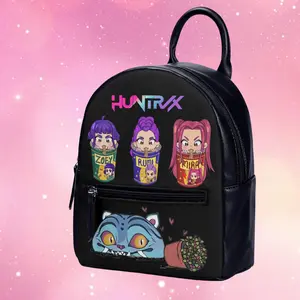Anime Dark Fantasy PU Leather Backpack – Illustrated Character Design, Unisex