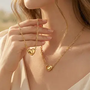 EMPTAN 18K Gold/Silver-Plated Heart Shape Pendant Magnetic Necklace for Women Dainty Minimalist Fashion Choker Pendant Necklace Jewelry Gift for Girls Valentine's Day Gift | Graduation Gift | Mother's Day Gift