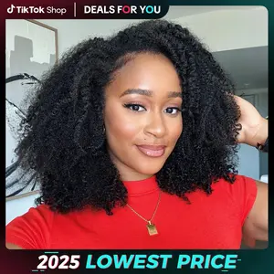 [Wear Go Half Wig] OQ HAIR Invisible Hairline Afro Curly Glueless 3 In 1 Half Wig 180% 250% Density Seamless Flip Over Wig Human Hair With Drawstring Beginner Friendly #dealsforyoudays