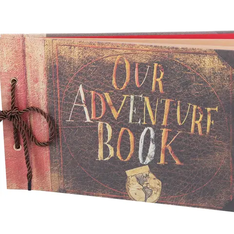 Our Adventure Book, Scrapbook Photo Album, Embossed Words Hard Cover Movie Up Travel Scrapbook for Anniversary, Wedding, Baby Shower, Travelling